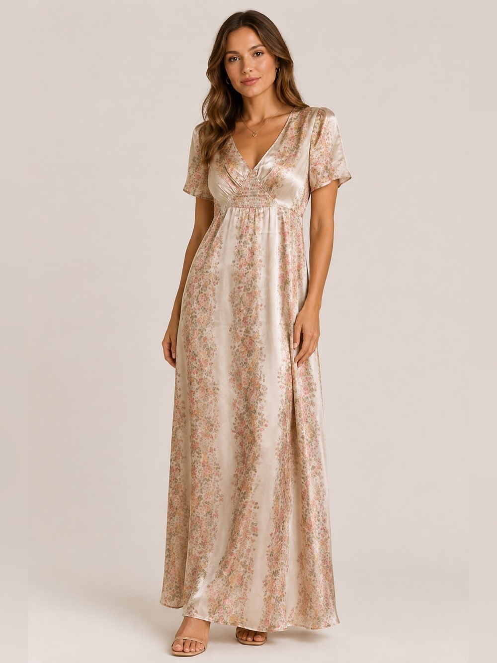 Reclaimed Vintage Floral Maxi Dress 6 Empire Waist Cottagecore Prairie Romantic